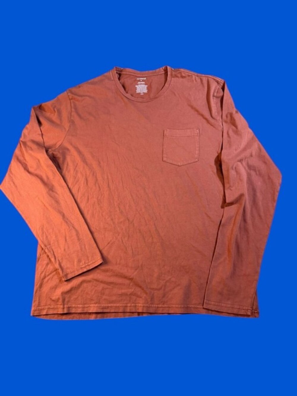 Abound Men's XL Long Sleeve Cotton Pocket T-Shirt Terracotta